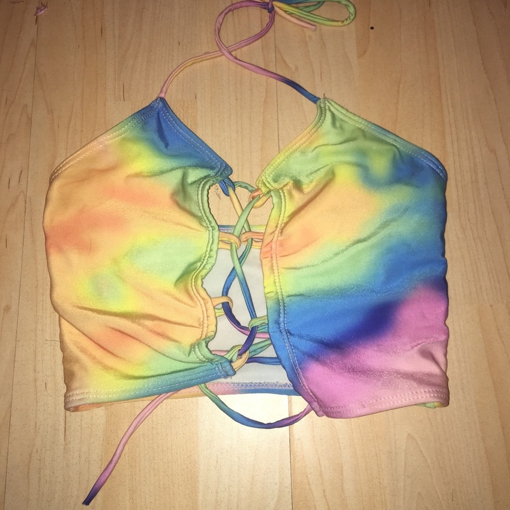 tie dye rainbow crop top